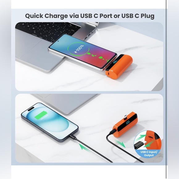 Mini Portable Charger with USB-C Connector 5200mAh,Compact LCD, power bank - Picture 7 of 11